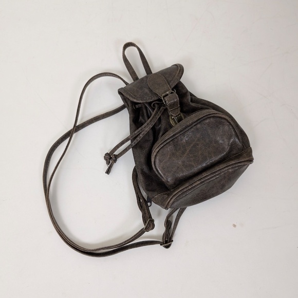 Faux Leather Mini Backpack Pockets Straps Knapsack Pouch Small Rucksack Handbag - Picture 9 of 10